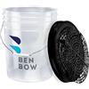 BenBow - Set professionale: secchio lavaggio con coperchio e filtro antisporco - 20 litri trasparente - resistente e versatile - perfetto per il lavaggio dell'auto - all'autolavaggio - officina auto