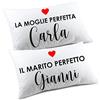 COLORFAMILY Coppia di federe Personalizzabili matrimoniali Marito Perfetto Moglie Perfetta Regalo SanValentino Natale Compleanno Divertenti Personalizza con Nome