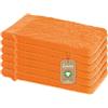 Lavea® 6 Guanti da Bagno 16 x 22 cm cm in Spugna di Cotone Bio 100% Morbidi e Assorbenti, per Casa Hotel Spa - Manopola da Bagno con Gancetto - Arancione