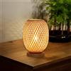 GUANSHAN Tessuti a Mano Bambù Arte Lampada Da Tavolo Lampada Da Tavolo Rustica Lampada Da Comodino Atmosfera Luce Notturna Illuminazione Da Tavolo Decorativa Luce Da Tavolo Per Camera Da Letto, Soggiorno