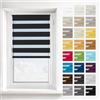 Estika Tenda a rullo giorno e notte senza forare, montaggio 2 in 1 (fissaggio a morsetto o a soffitto/parete) - 60 x 150 cm - Nero - per interni, semi-trasparente