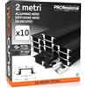 Eurocali 10x Profili da 2 metri (20mt) in Alluminio Nero per Strisce LED Copertura Opaca larghezza max striscia led 12.4mm - 24.7 x 7