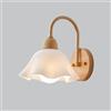 DRFGHK Applique da parete vintage in vetro di latte per camera da letto dei bambini, paralume a forma di fiore, lampada da parete in legno rustico, lampada da parete moderna nordica a collo di cigno per como