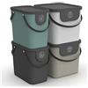 Rotho Albula Set di 4 sistemi di separazione dei rifiuti 2x25l + 2x40l per la cucina, Plastica (PP) senza BPA, multicolore, 2x25l + 2x40l