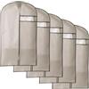 ZHAOBEIK 5 Confezioni di Custodie per Abiti, Copri Cappotti per Armadi in Tessuto Non Tessuto per Appendere I Vestiti, Copri Giacche da Armadio con Finestra per Abiti, Cappotti, Uniformi(Beige,60x105cm/24x41in