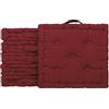 Il Gruppone Passione Casa Set 6 Cuscini per Sedie 40x40 cm - Cuscini Quadrati Trapuntati Spessore 6 cm con Maniglia, 100% Cotone - Cuscino Imbottiti per Cucina o Interno - Colori Resistenti ai Lavaggi di 40° - Bordeaux