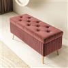 XDONE Pouf Contenitore Rettangolare con Piedini - Cassapanca in Legno per Interno/Camera da Letto, Panca Ingresso, Sgabello