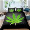 Loussiesd Set di biancheria da letto per bambini adulti e ragazzi, con motivo con foglie di marijuana, stile colorato, copripiumino per letto matrimoniale, con cerniera, 3 pezzi