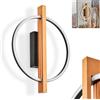 hofstein Lampada da parete a LED Carcano, moderna lampada da parete in metallo/legno/plastica, colore nero/naturale/bianco, lampada dal design moderno (Ø 30 cm), 16 Watt, 500 lumen, 3000 Kelvin