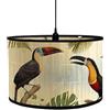 Morbuy Paralume in bambù per lampada da tavolo, motivo uccellino, stile vintage, diametro 30 cm, paralume in legno, paralume, accessorio da scrivania (uccello della giungla)