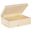 LAUBLUST scatola in legno con coperchio - 40x30x14cm, naturale, FSC® - scatola multiuso senza maniglie - scatola portaoggetti | Scatola dei ricordi | Confezione regalo e artigianato