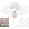 hofstein Plafoniera Cristelo, lampada da soffitto in metallo bianco, dal design retrò con paralume a griglia (Ø 40 cm) un fantastico effetto luminoso sul soffitto, 1 lampadina, x E27, senza lampadina