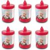 Generico 6x Lumino Votivo funebre a LED ROSSO h. 11 cm Ø 6,5 cm durata 60 gg, fiamma tremolante, candela elettrica cimitero 2 batterie AAA