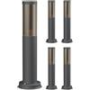 ledscom.de 5 lampade da vialetto/lampioni da giardino/lampade da esterno PORU, effetto fumé, IP44, 39 cm, antracite, 1x E27 max. 40W