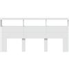 Homgoday Testiera con Contenitore a LED Bianca 200x17x102 cm, Testiere Letto, Testiera del Letto Matrimoniale, Schienale per Letto E Divano