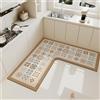 Hixingo Tappeto Cucina in Diatomite, Passatoia Cucina Antiscivolo Lavabile, Forma a L Tappeti da Cucina, Tappeto Runner Cucina Tappeto da Bagno Tappetino per Doccia (70x45cm,Cammello)