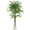 ML DESIGN modern living ML Design - Pianta artificiale Ficus, 150 cm, piante artificiali grandi come vere, finte da interno con tronco in legno naturale, per interni ed esterni, facile da pulire, per soggiorno e ufficio