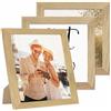 PHOTOLINI Cornici 20x20 cm legno rovere massiccio, set di 3 cornici larghe, moderne, plexiglass infrangibile, da tavolo o da parete, accessori extra - per una parete dal look raffinato