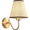 Chao Zan Applique da parete per Interno, Lampada da parete in oro con paralume in tessuto bianco Lampada da soggiorno, E27 Lampada da muro in metallo e stoffa Paralume Comodino Sala da Pranzo