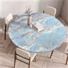 Morbuy Plastificata Tovaglia Rotondo con Bordo Elastico, Tovaglie da Tavola Antimacchia Plastica Tovaglia per Salotto Caffè Pranzo Giardino Decorazione -Acquerello (Blu,90cm)