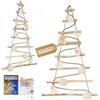BOGATECO Albero di Natale fatto a mano 95 cm con decorazioni, in legno di nocciolo | Ghirlande decorative | con 200 cm di luci LED | Piastre di legno unite da una corda di juta con uno spessore di 6