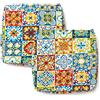 PARAMAISON Cuscini Sedia Maiolica con Fascia Elastica, Set da 2 pezzi, Imbottito, Sfoderabile con Zip, Allaccio Rinforzato, Fantasia Azzurra, 40x40x3,5 cm