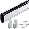 Gedotec Binario per armadi | OVAL | Lunghezza del binario: 2000 mm | 30 x 15 mm acciaio cromato