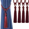 Bel Avenir, Fermatende in corda intrecciata a mano, con nappe decorative, per la casa, colore: rosso, set da 4