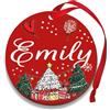 Corredino Neonato Pallina di Natale Personalizzata con Nome, Decorazione Natalizia 100% Italiana, Rosso, 10 cm (Rosso, Emily)