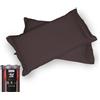 Happidea - Set 2 Federe, 100% Cotone, Tinta Unita, 18 Colori, 2 Volani, Made in Italy, 52x82Cm, Pack Barattolo Riutilizzabile, Naturale Cacao