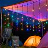 Aigostar Luci Solari da Esterno/Interno - 3M+5M*0.4M Cascata di Luci per Esterno 100 LED, 8 Modalità, IP65, Luce Bianca Fredda, Tenda Luminosa per Giardino, Balcone, Camera da Letto
