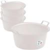 Sicignano Casalinghi Ingrosso Casalinghi Sicignano | Set 4 Bacinelle Tonde in Polietilene - Idonea al Contatto Alimentare - Multiuso per Cucina Lavanderia Giardinaggio Pulizie Domestiche - Resistente e Leggera, (Neutro, Ø 35x17 cm)