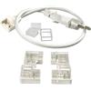 JANDEI - Kit di Collegamento per Strisce LED COB da 220 V. Include Spina (Senza Raddrizzatore), 2 Tappi Terminali per Strisce COB da 12 mm e 4 Connettori a L per Creare Angoli a 90°