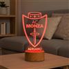 Generico Lampada in Plexiglass con Base Nera Disegno Stemma del Monza Calcio e Nome Personalizzato Decor Night Light LED Luce Camera 7 Colori