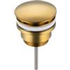 BALNEO Tappo per Lavello Universale Click Cone Pop-Up Oro, Ottone, Antiruggine, a Prova di Perdite, Raccordo di Scarico Universale, 66mm X G1 1/4, Click Clocke D Al Lavandino