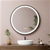 EMKE Specchio bagno con luce Rotondo 60 cm, Cornice Nera, Cinghia Rimovibile, Specchio bagno 3 Temperature di Colore, Luminosità Regolabile, Funzione Memoria,Interruttore Touch, Specchio led