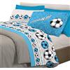 IlGruppone Completo letto lenzuola, stampa digitale calcio 100% cotone, made in italy - Azzurro - Singolo