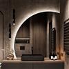 PHQCIV Specchio illuminato a 3 colori LED, specchio da bagno semicircolare alla moda, specchio da parete 50CM|60CM|70CM|80CM, specchio per il trucco con interruttore a sfiora(Size:80cm,Color:Taglio destro)