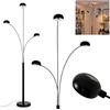 hofstein Lampada da terra Nikkala, lampada da terra in metallo/vetro in nero/bianco, lampada dal design moderno, ombrelli regolabili, interruttore on/off sull'alloggiamento, altezza 240 cm, 3 x E14, senza