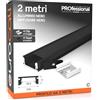 Eurocali Profilo da 2 metri (2mt) in Alluminio Nero per Strisce LED Cover Opaca - larghezza max striscia led 12.4 mm - 17.4 x 7