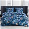 Cotton Market Biancheria da letto Öko-Tex, 220 x 200 cm, in microfibra di cotone, 3 pezzi, con chiusura lampo, copripiumino da 220 cm e 2 federe da 70 x 80 cm, motivo colibri/blu