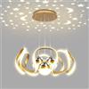 Mengjay Lampadario LED Moderno a Spirale, Design Sospeso con Proiezione Stelle,Dimmerabile con 3 Temperature di Colore,Lampadari Sospensione Regolabile in Altezza Appendere le Luci (D'oro(3 palline))