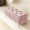 XDONE Poufcontenitore rettangolare, cassapanca da interno/camera da letto, panca in legno, sgabello con piedini