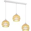 LIGKIN 3 Luci Lampadario Industriale Vintage Lampada a sospensione Paralume in Metallo Corda, E27 Illuminazione a Soffitto Retro per Ristorante Soggiorno Camera da letto, Bianco