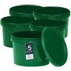 BenBow Secchio con coperchio, 0,5 l, verde, 5 x 0,5 litri, per alimenti, stabile, ermetico, a prova di perdite, inodore, contenitore in plastica, vuoto