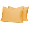 Home Tresor - Coppia Federe per Guanciali Letto con 3 Bottoni Clic Clac, Misura cm. 52x82, Made in Italy, 100% Puro Cotone, 57 fili cm^2, Tinta Unita AMBRA