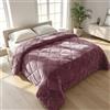 IlGruppone Trapunta Matrimoniale Velluto Retro in Microfibra Piumone Invernale Effetto Piuma 560 Gr/mq Piumino Caldo Due Piazze Inverno Coperta Duck Friendly - Una Piazza e Mezza - Vinaccia