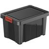 eacommerce | Box contenitore multiuso | Coperchio con clip soft touch, impilabile e sovrapponibile, resistente agli urti | Per garage, deposito, portagiochi (Nero, 20 Litri - 29,5x41x25 cm)