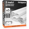 Eurocali 5x Profili da 2 metri in Alluminio Bianco per Strisce LED Schermatura Opaca | Ingombro max striscia led 21.5mm - 23.5 x 9.8