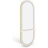 BarberPub Specchio da parete con illuminazione, livello completo del corpo con telaio in alluminio, specchio grande con interruttore a touch, 3 colori chiari Dimmabile, 17x65x177cm, J6270 (Bianco-oro)